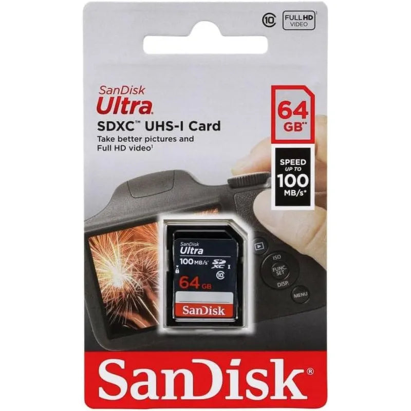 SanDisk Ultra 64GB SDXC Memory Card, up to 100MB/s, Class 10, Black/Grey