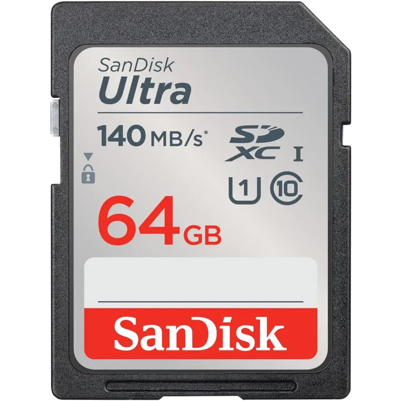 SanDisk 64GB Ultra SDXC Card, SD Card, Memory Card With Up To 140 MB/s Read Speeds, Full HD Video, UHS-I, Class 10, U1
